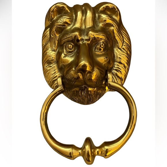 Vintage Solid Brass Lion Head Door Knocker Classic Regal Design Victorian decor